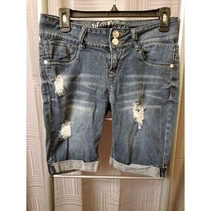 Wallflower Denim Jean Skinny‎ Shorts Junior Size 5 Distressed Low Rise Shorts